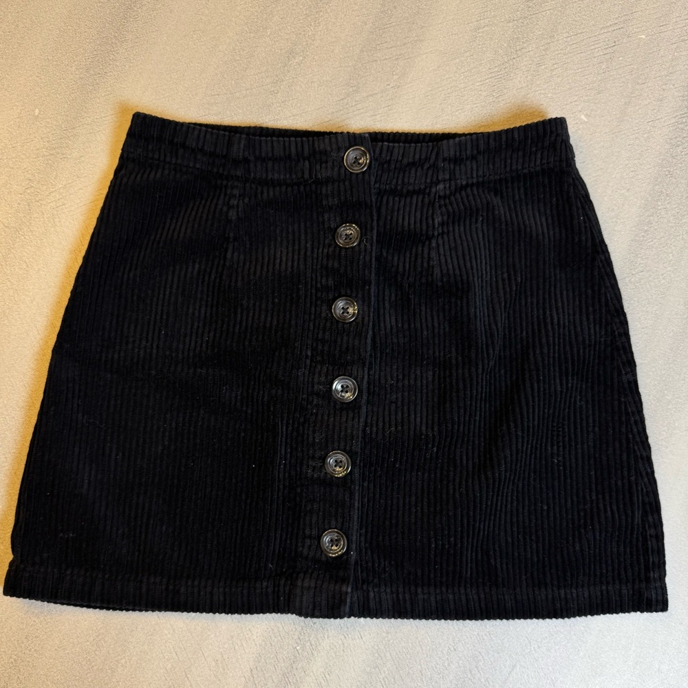 Forever 21 | Black Corduroy Button-Front Mini Skirt